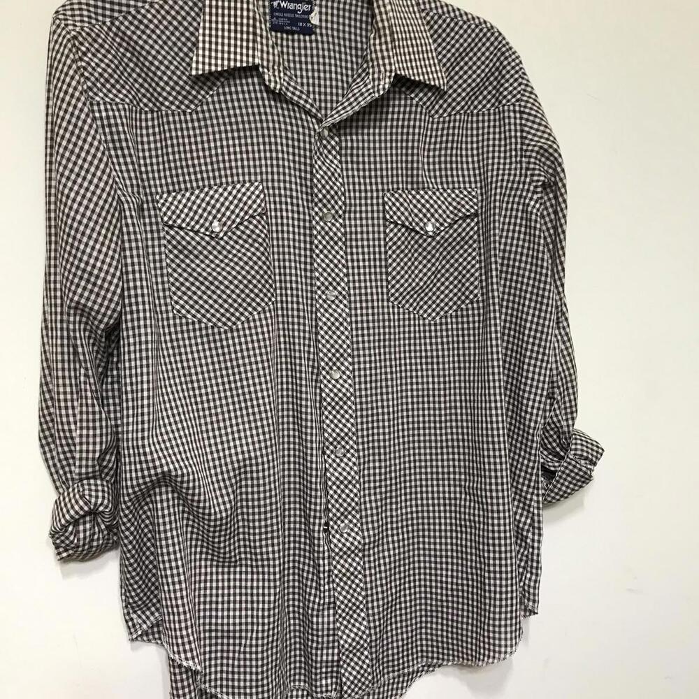 Wrangler Pearl Snap Shirt Size 18x35 Mens Multicolor Long Sleeve